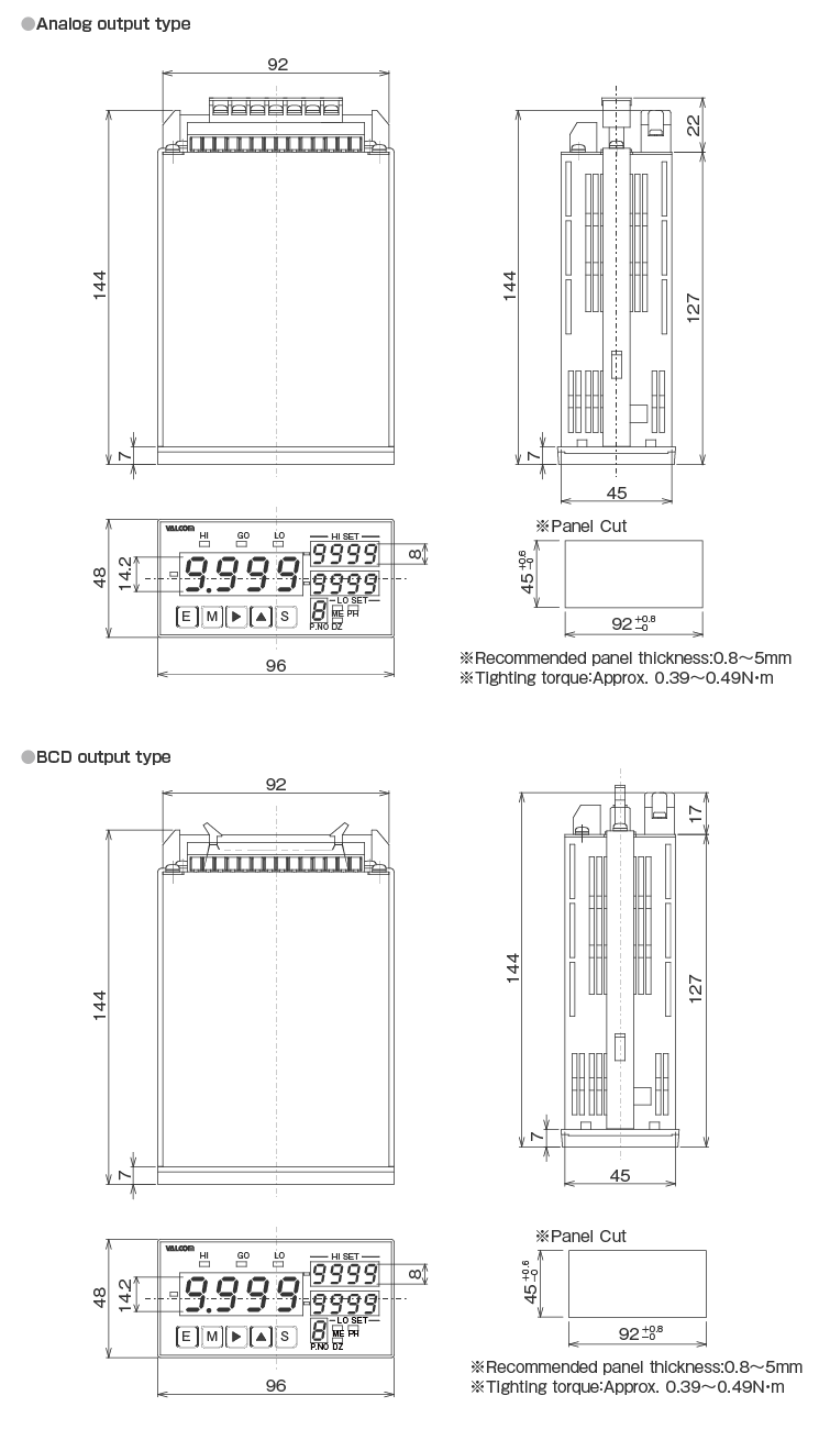 External dimensions