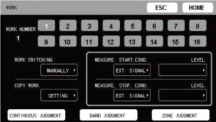 Up to 16 sets of measurement condition can be saved as works