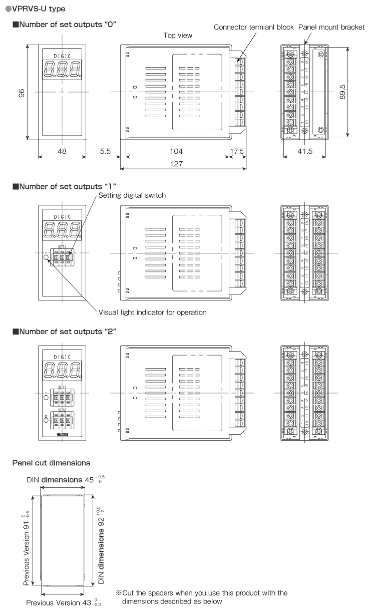 External dimensions