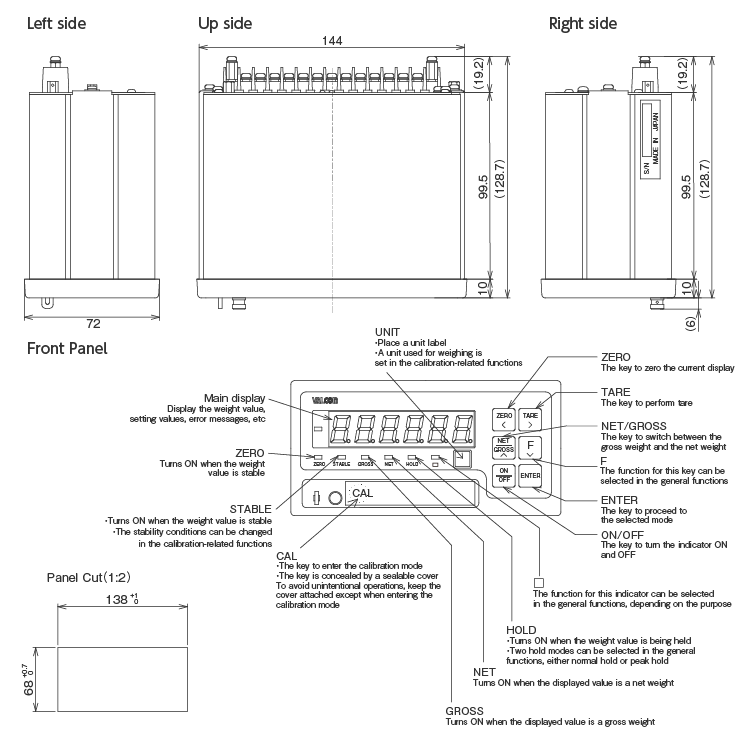 External dimensions