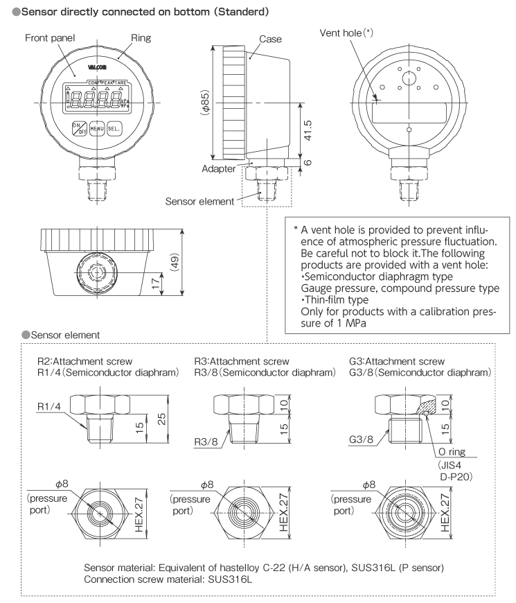 External dimensions