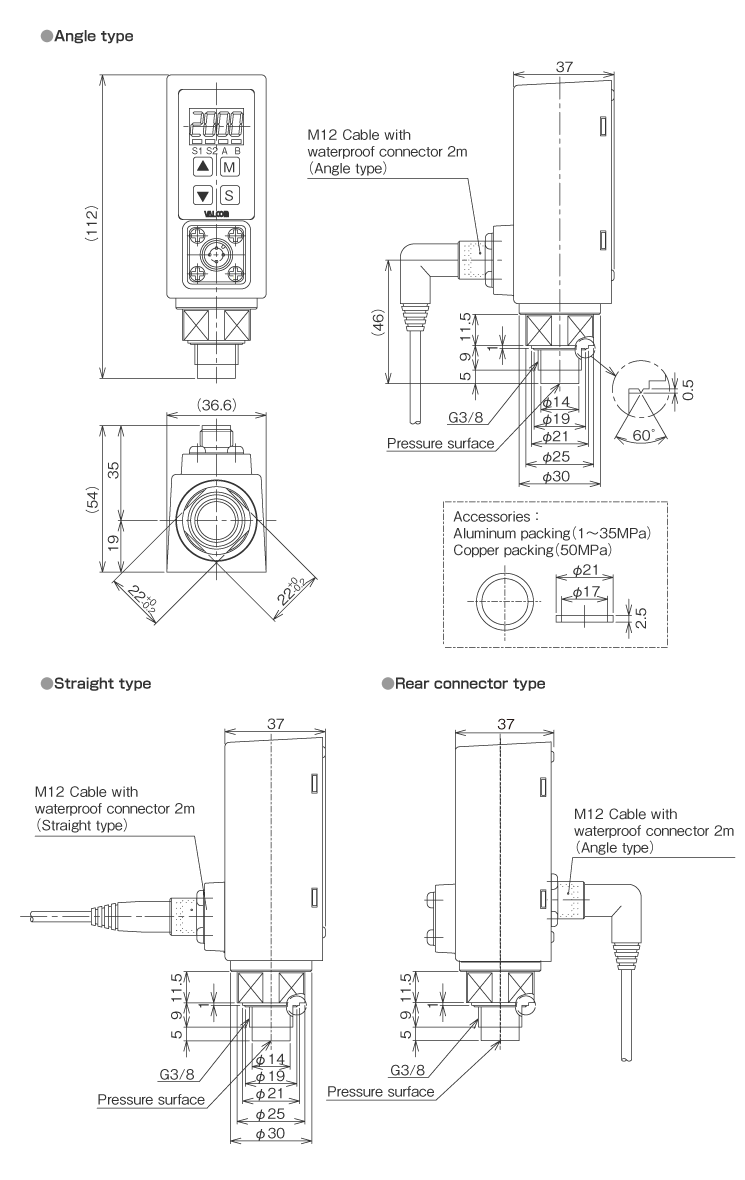 F External dimensions for Flash sensor