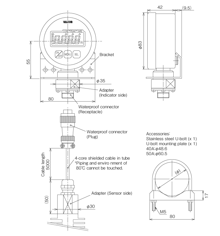 External dimensions Sensor separate type
