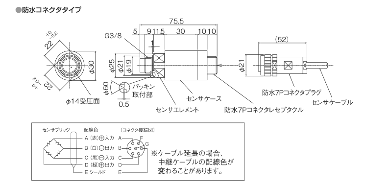 外形寸法図 防水コネクタタイプ