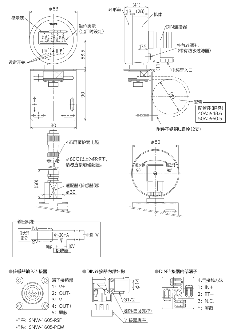 外形尺寸 传感器分离式